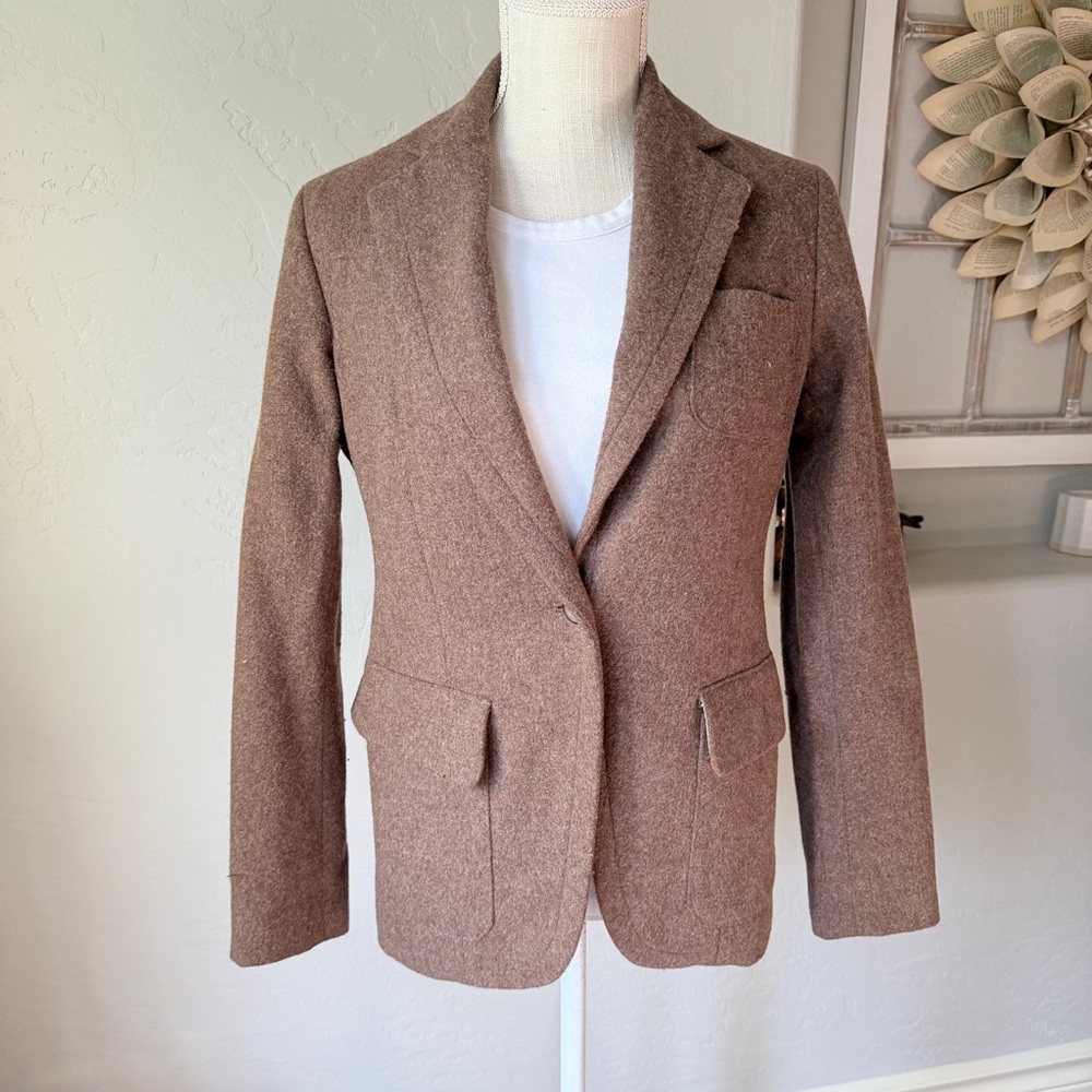 GAP Women's Vintage Deep Tan Wool Blend‎ Blazer Jacket  Size 4